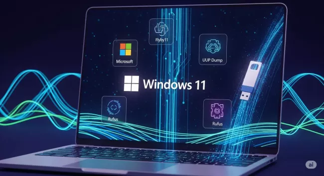 Futuristický motiv instalace Windows 11
