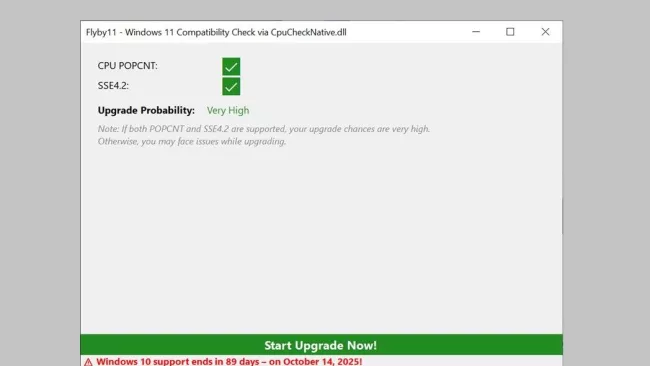 Flyby11, test kompatibility