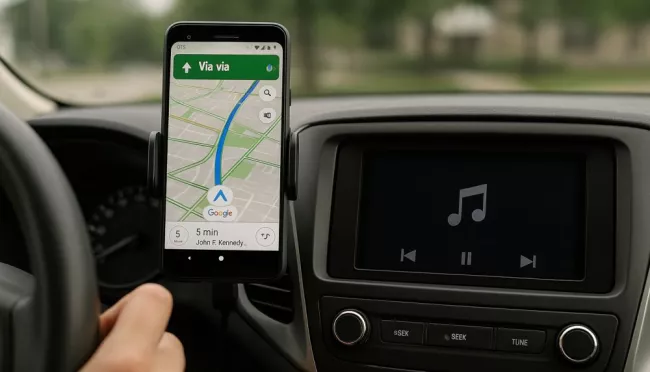 Google Mapy - ovládání hudby