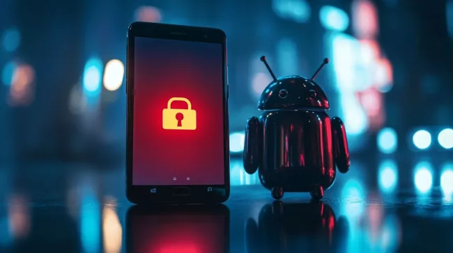 Androidový telefon s motivem zabezpečení