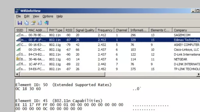 Nirsoft WifiInfoView