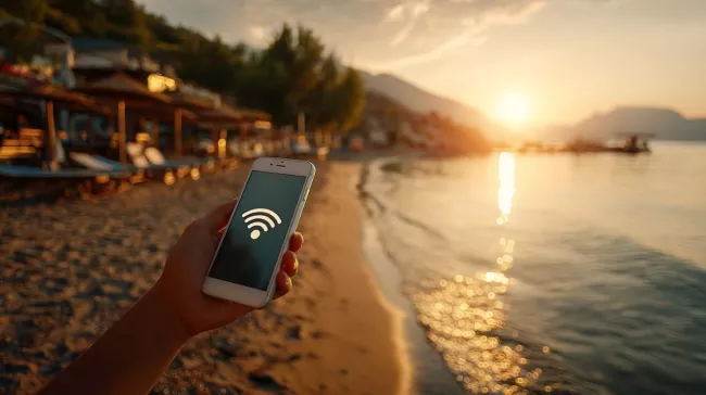 Připojování smartphonu k Wi-Fi na pláži