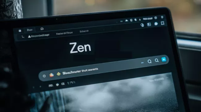 Laptop a na jeho displeji je Zen Browser