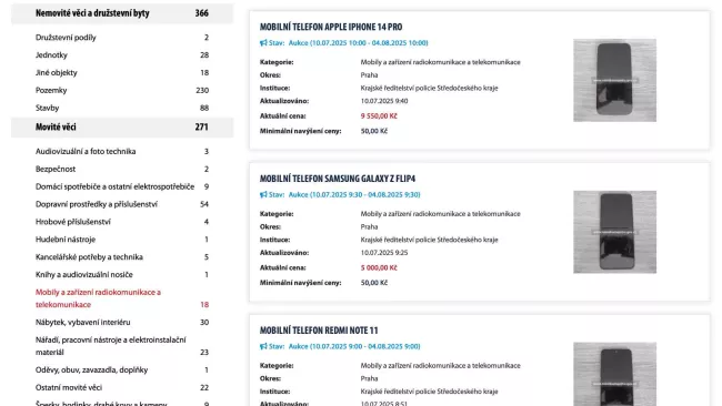 Aukce na webu ÚZSVM