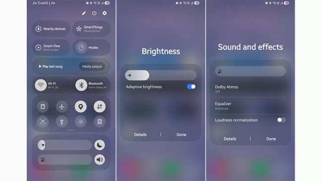 Skrytý panel nastavení jasu v prostředí Samsung One UI 7