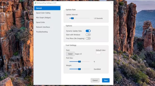 NetSpeedTray, nastavení programu