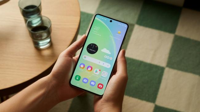 Smartphone Samsung v rukou uživatele