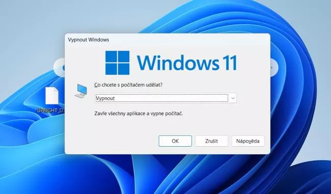 Okno pro vypínání Windows 11