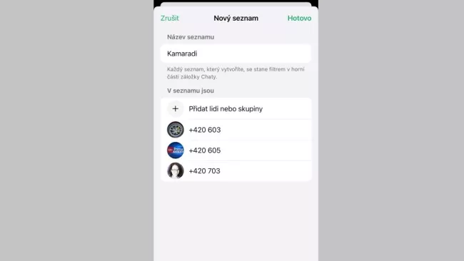 WhatsApp – vytvoření vlastního seznamu