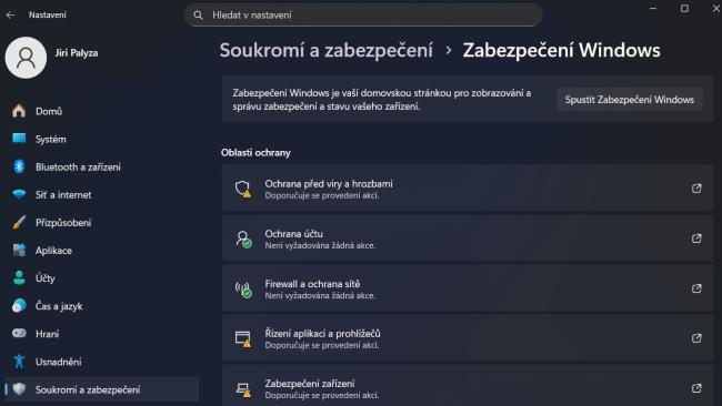 Nastavení Zabezpečení Windows