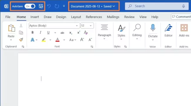 Nová funkce pro automatické ukládání ve Wordu