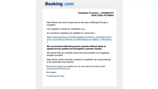 Podvod využívající Booking.com