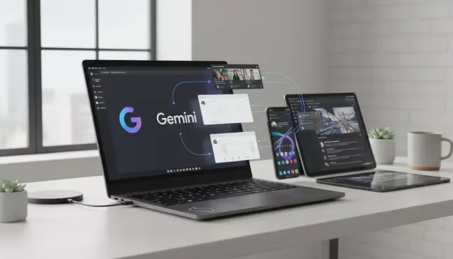 Laptop, smartphone a tablet, na kterých běží Android