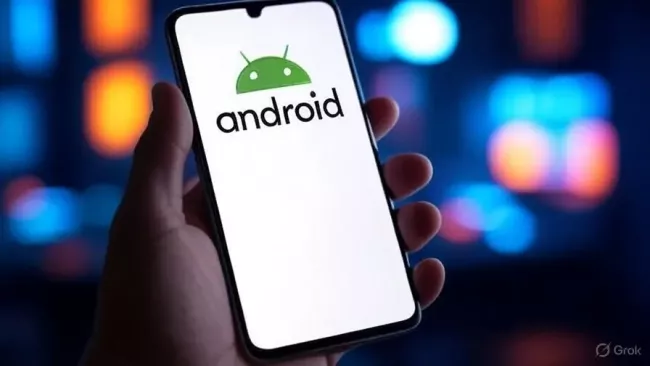Mobil s motivem Androidu na displeji