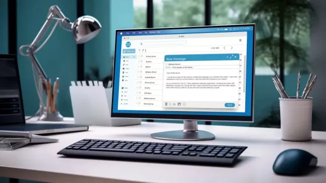 Prostředí programu pro elektronickou poštu na monitoru