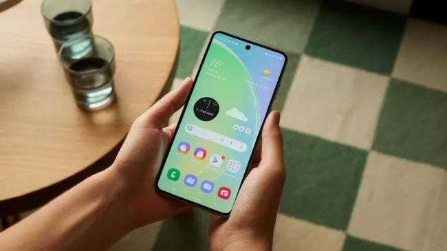 androidový smartphone v rukou uživatelky