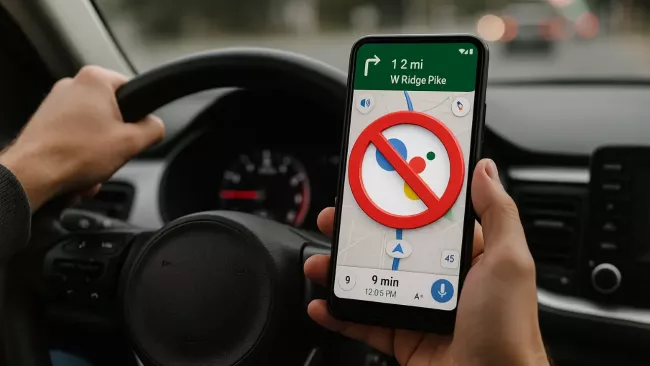 Stop režimu jízdy v navigaci Map Google