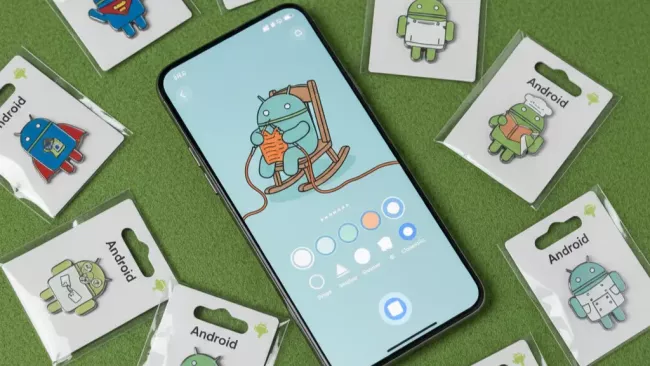 Smartphone se symbolem Androidu