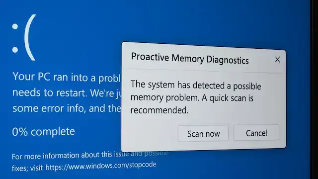 Proaktivní kontrola paměti ve Windows
