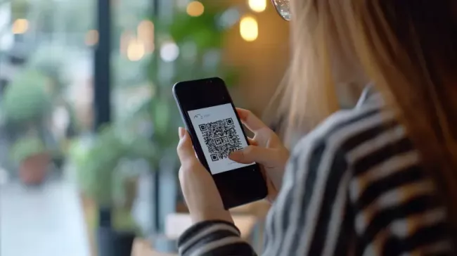 QR kód na displeji mobilu