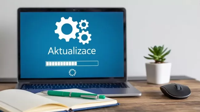 Symbol instalace na displeji laptopu