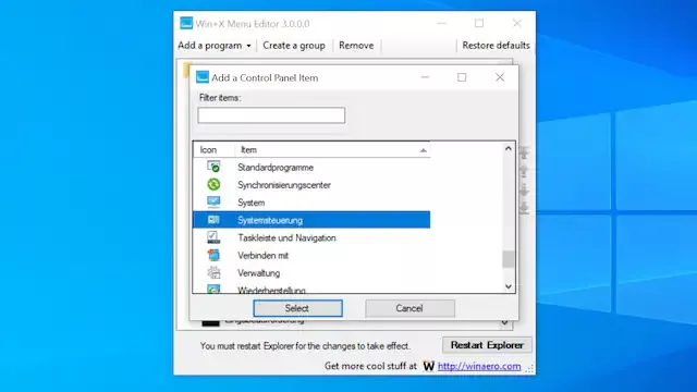 Win + X Menu Editor