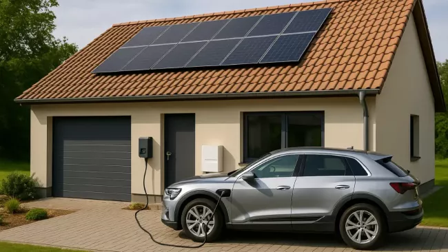 Elektromobil se nabíjí u domu