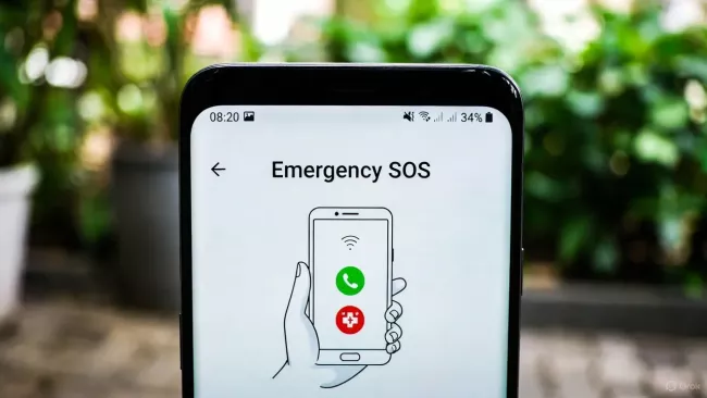 Obrazovka nouzového volání na displeji smartphonu