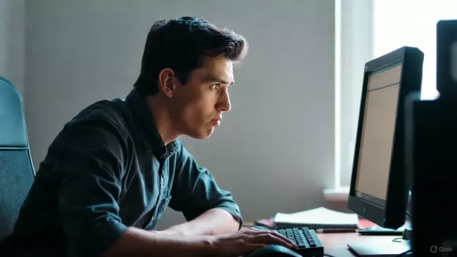 Uživatel nevěří svým očím při pohledu na monitor