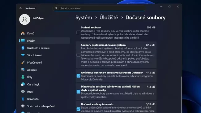 Windows 11, nástroj pro čištění paměťového úložiště