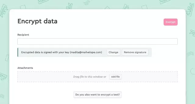 Prostředí rozšíření Mailvelope