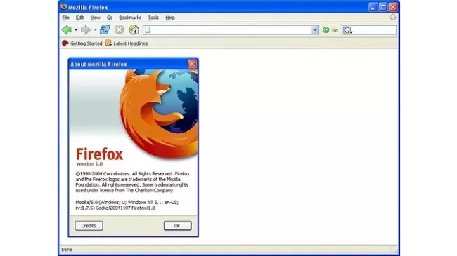 Původní Mozilla Firefox 1.0 z roku 2004