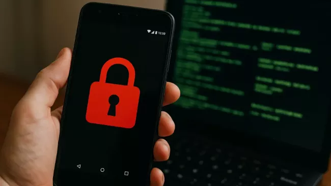 Smartphone se symbolem zamčené obrazovky na displeji