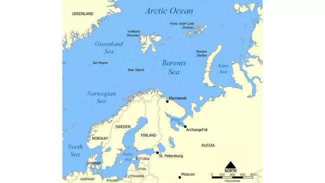 Barentsovo moře mapa