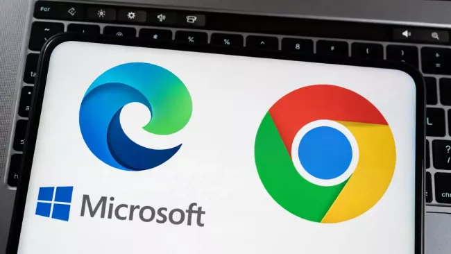Loga prohlížečů Edge a Chrome