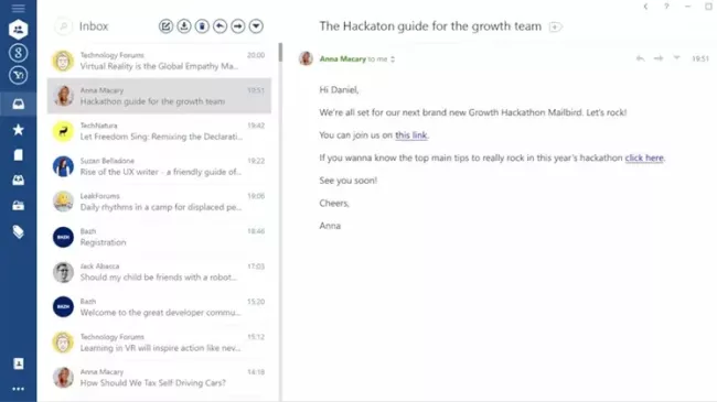 Prostředí programu Mailbird
