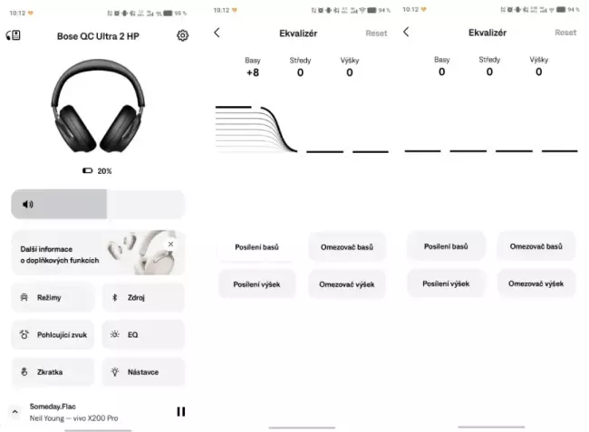Aplikace sluchátek Bose QuietComfort Ultra 2