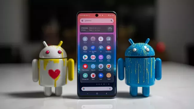 Symbolika různých verzí Androidu u smartphonu