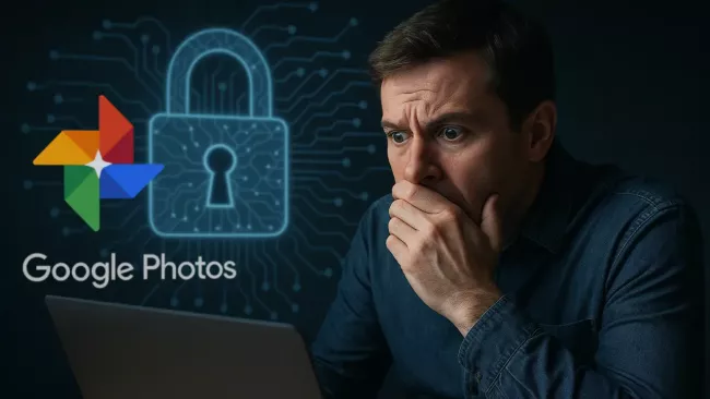 Uživatel se diví nad obsahem služby Fotky Google