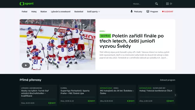 ČT Sport láká na finále Švédsko - Česko ve 2:30