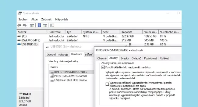 Nastavení správy paměti ve Správě paměti Windows 10