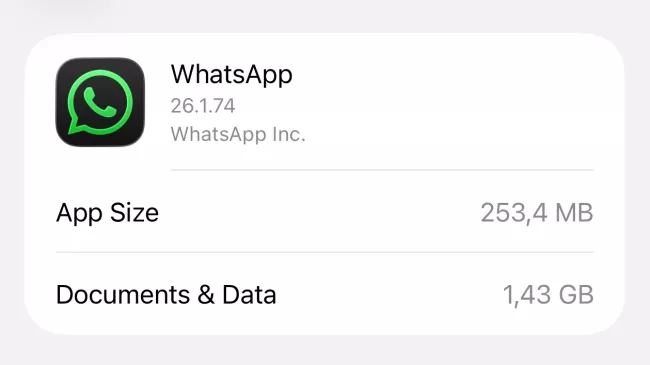 WhatsApp v úložišti telefonu