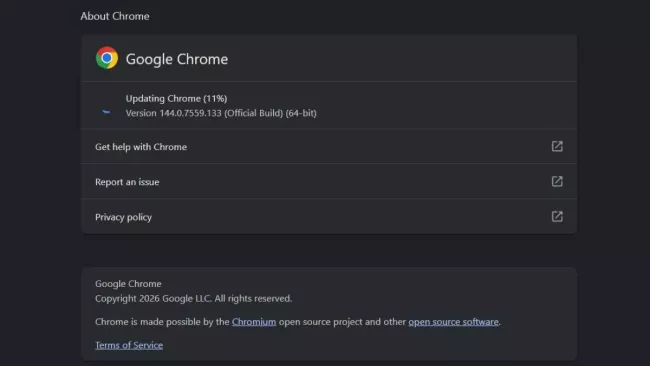 Google Chrome / aktualizace prohlížeče