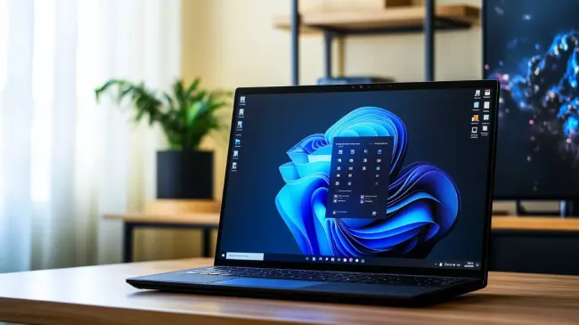 Laptop s motivem Windows 11