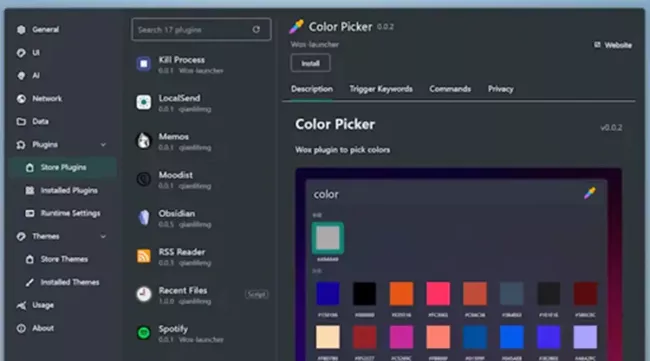 Nastavení launcheru Wox: výběr barevného motivu