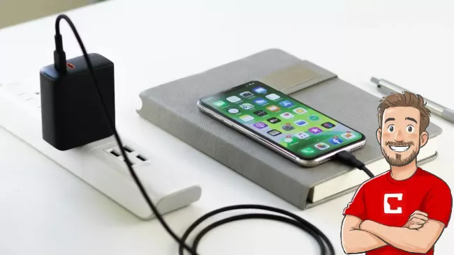 Smartphone se nabíjí pomocí adaptéru