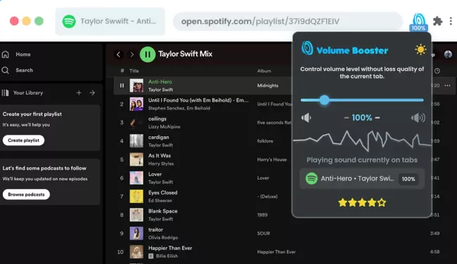 Rozšíření pro Chrome: Volume Booster