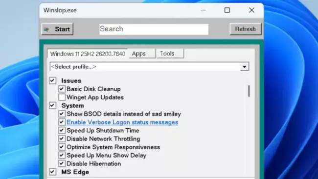 Prostředí nástroje Winslop
