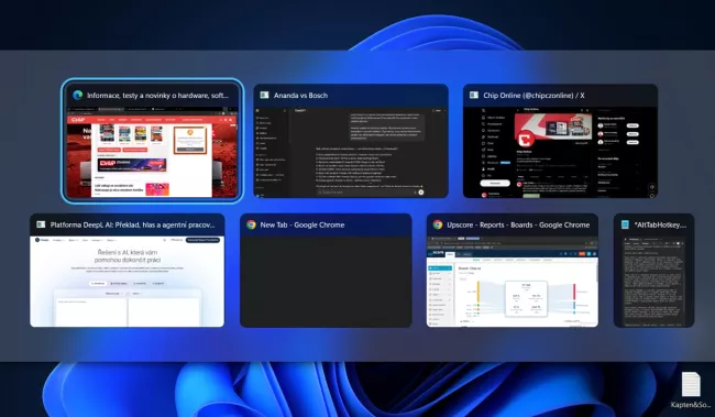Přehled otevřených oken ve Windows