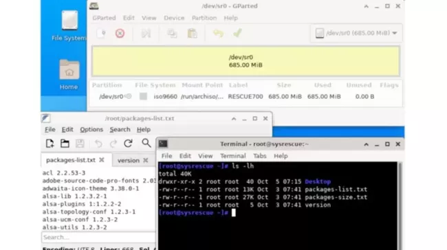 Program GParted a jeho funkce Terminal